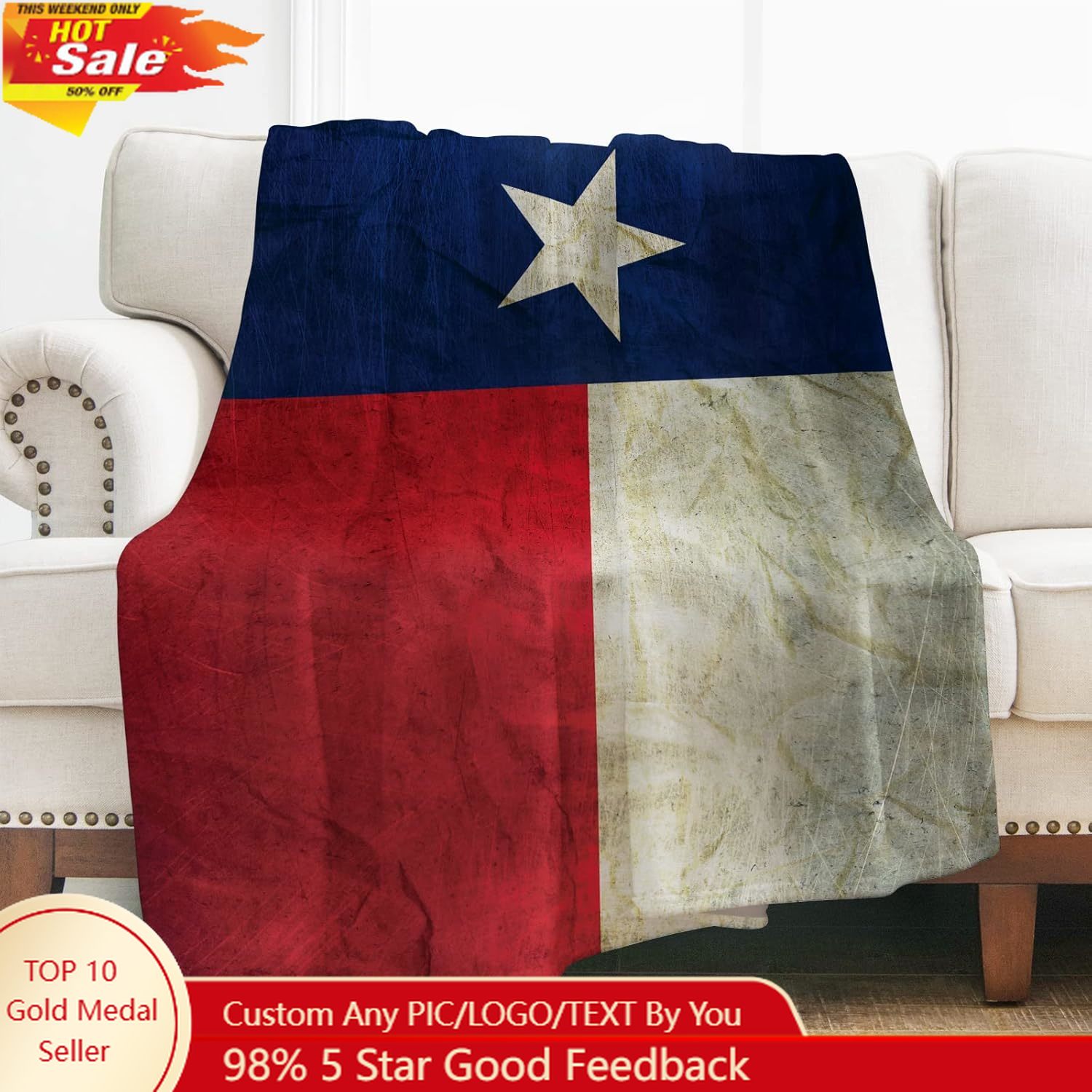Home Textiles & Furnishings - Lévènes Texas drapeau jeter couverture cadeaux