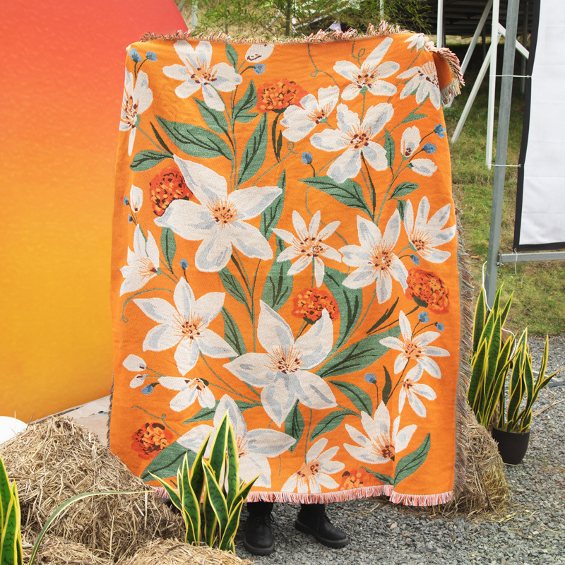 Home Textiles Decoris - Textile City Ins Orange Flowers Thread
