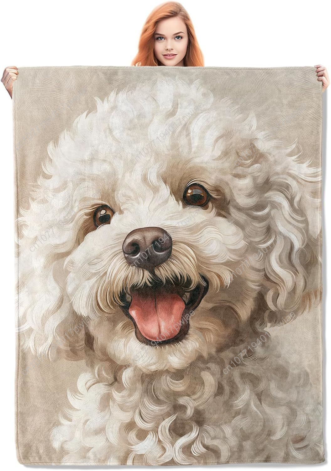 Home Textiles & Furnishings - Couverture avec Portrait de caniche joyeux,