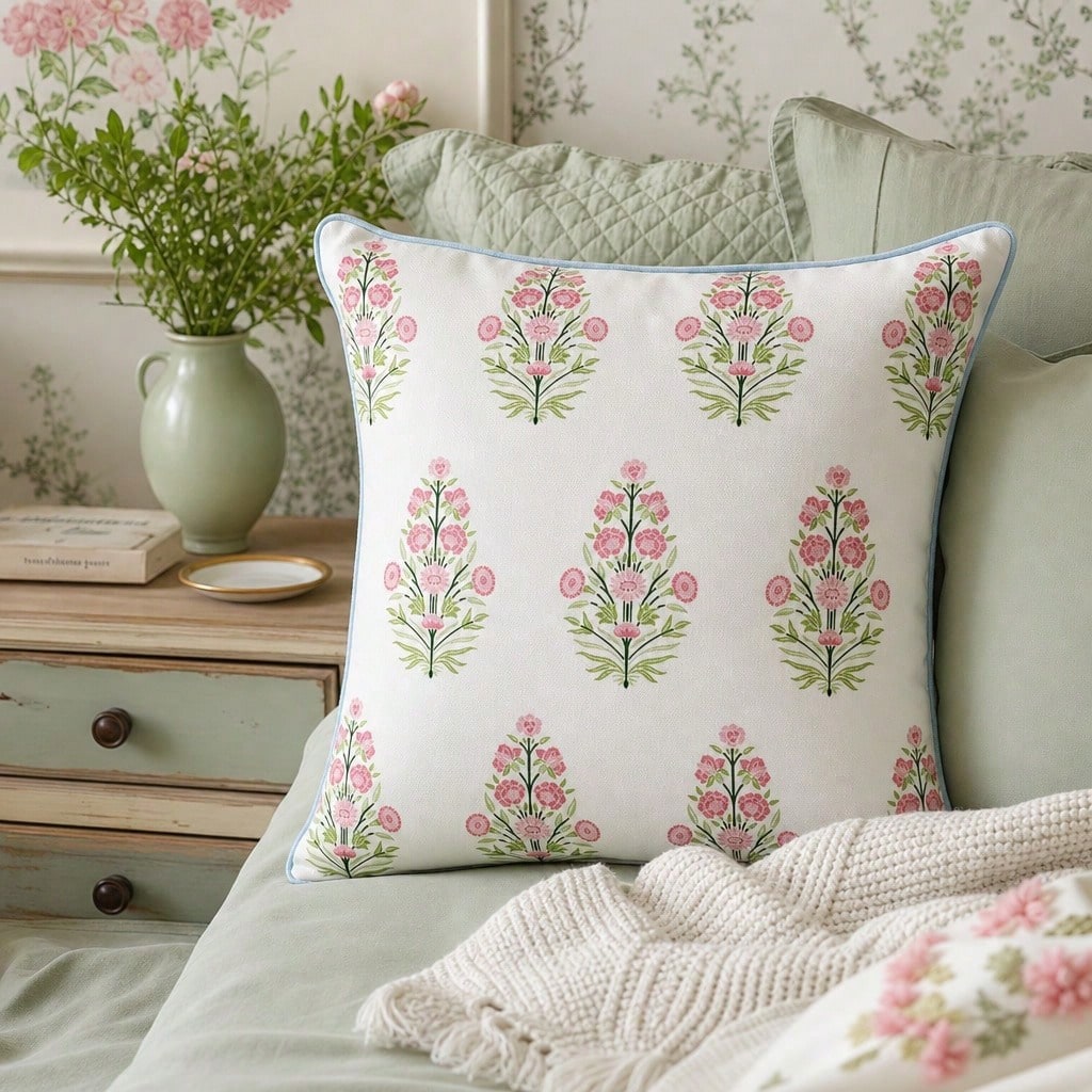 Housse de coussin à fleurs ros - Pillow Insert 18X18 avis et prix